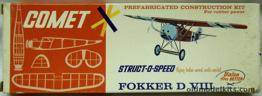 Comet Fokker D-VIII Struct-O-Speed - 9.3 Inch Wingspan Flying Airplane, 2105-29 plastic model kit